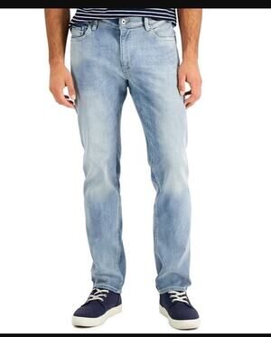 New NWT Men's Sun + Stone Straight Fit Light Wash Jeans Size 34 X 30
